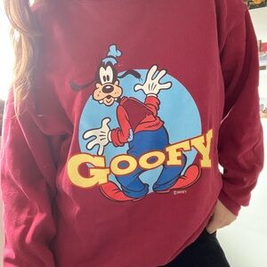 Goofy Disney red maroon long sleeve crew neck